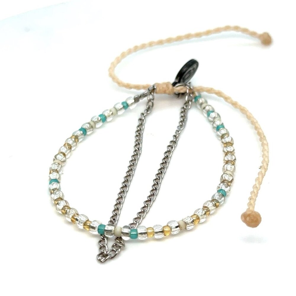 Pura Vida Beaded/Silver Chain Bracelet